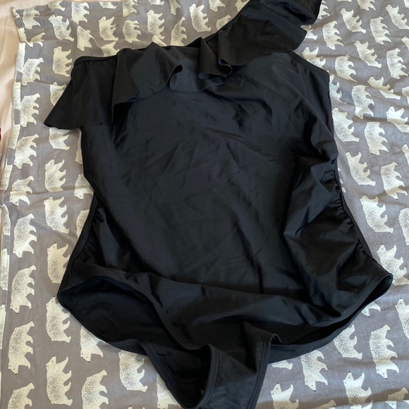 Motherhood Maternity One Shoulder Ruffle Bathing Suit - Picture 2 of 4